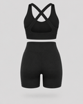 MrMaccaveli ruched cross-back bra and high waist short set in black