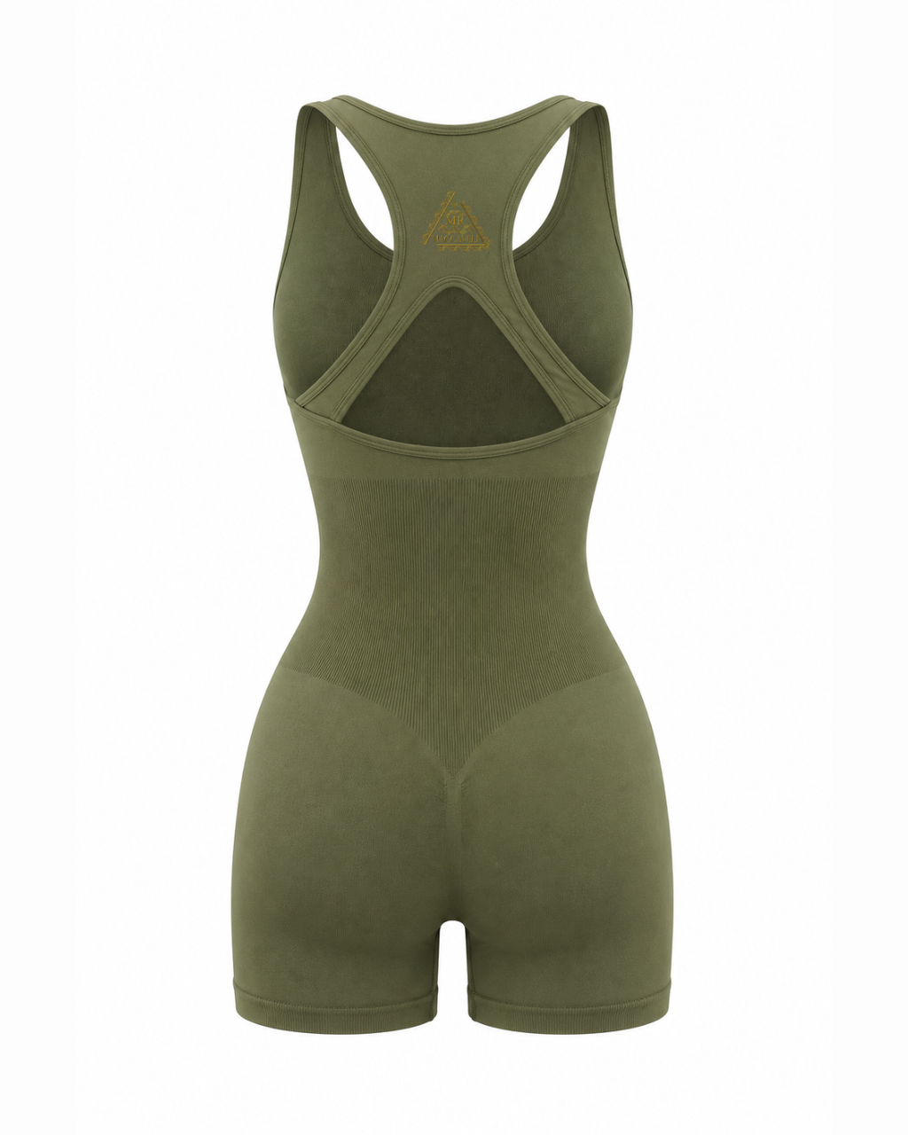 MrMaccaveli Seamless Sculpt Racerback Unitard in moss green