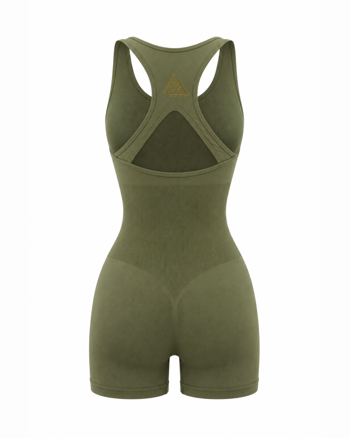 MrMaccaveli Seamless Sculpt Racerback Unitard in moss green