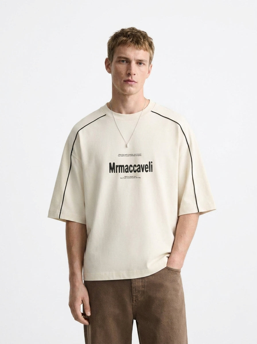 MrMaccaveli Script Piped Oversized Tee