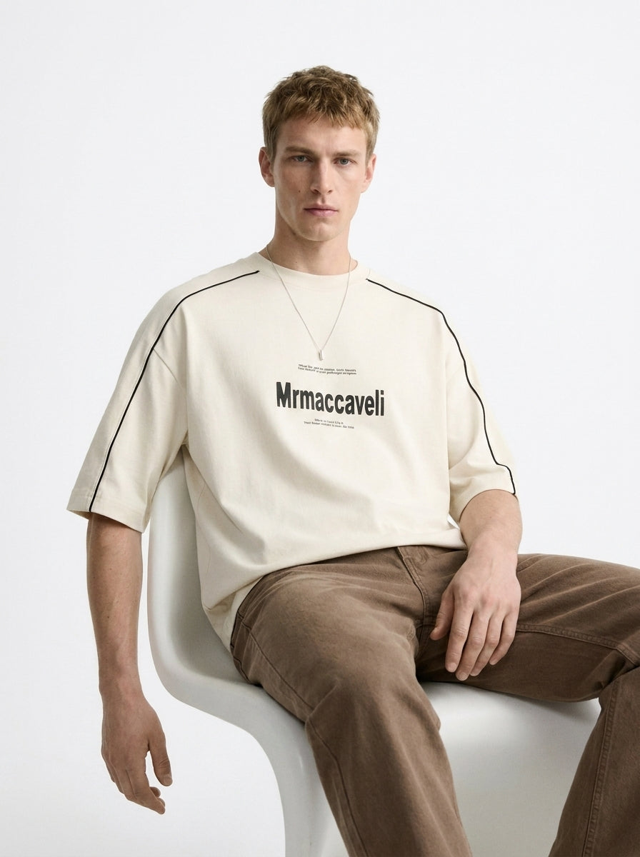 MrMaccaveli Script Piped Oversized Tee