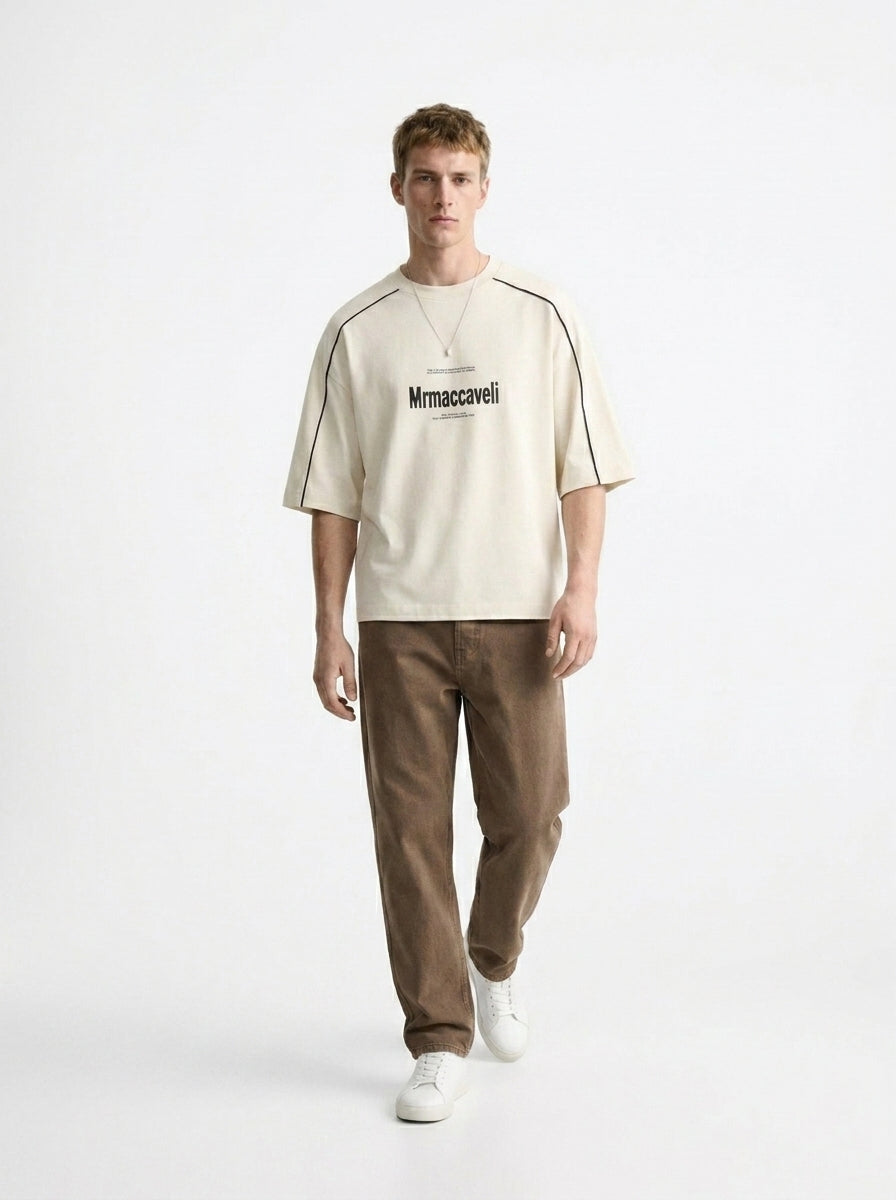 MrMaccaveli Script Piped Oversized Tee