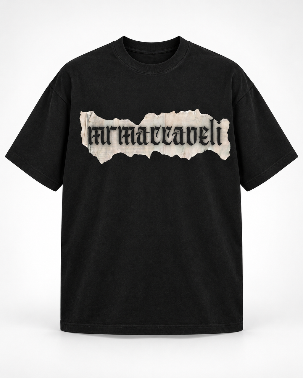 MrMaccaveli Manifesto oversized tee in washed black with gothic print