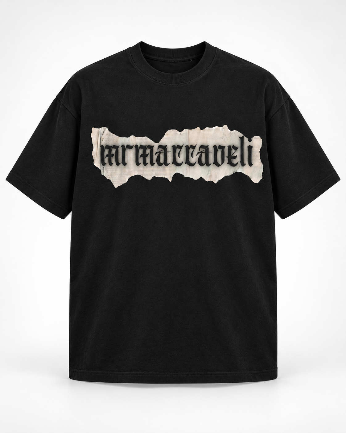 MrMaccaveli Manifesto oversized tee in washed black with gothic print