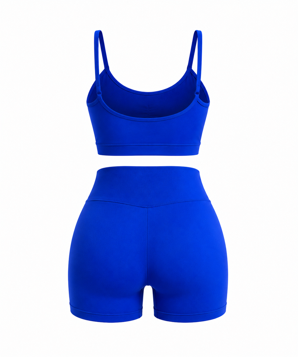 MrMaccaveli Ruched Cami Bra and Sculpt Short Set in Cobalt Blue