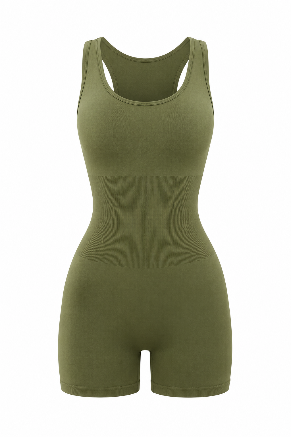 MrMaccaveli Seamless Sculpt Racerback Unitard in moss green