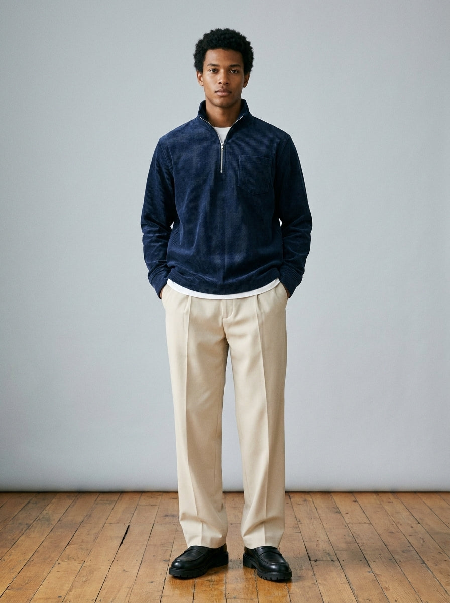 MrMaccaveli Corduroy Half-Zip Pullover