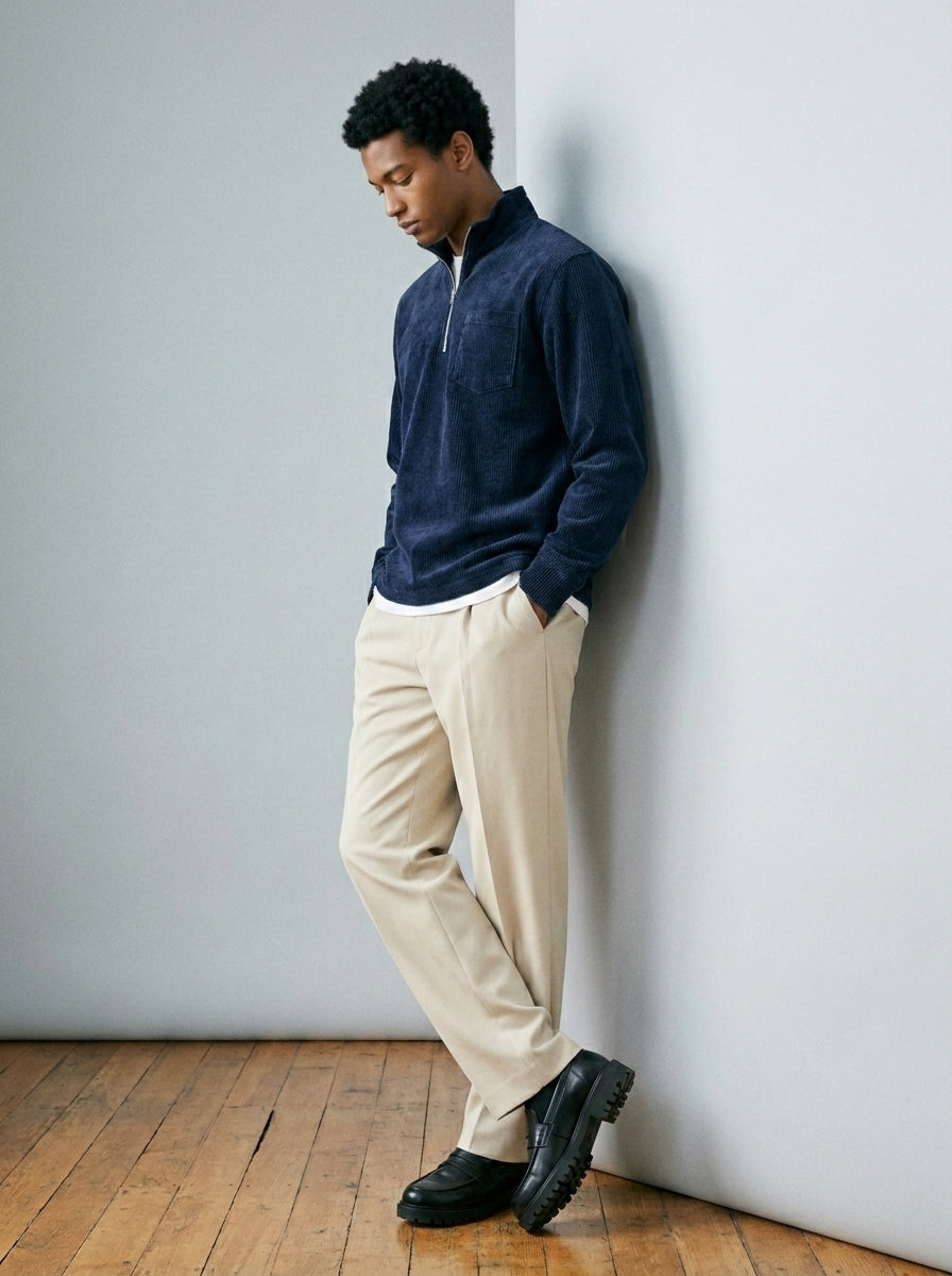 MrMaccaveli Corduroy Half-Zip Pullover