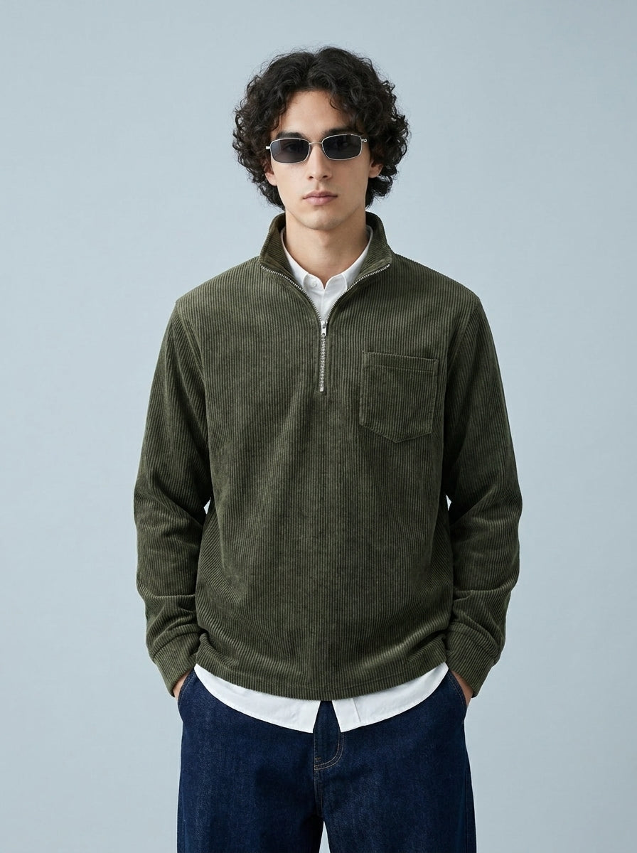 MrMaccaveli Corduroy Half-Zip Pullover