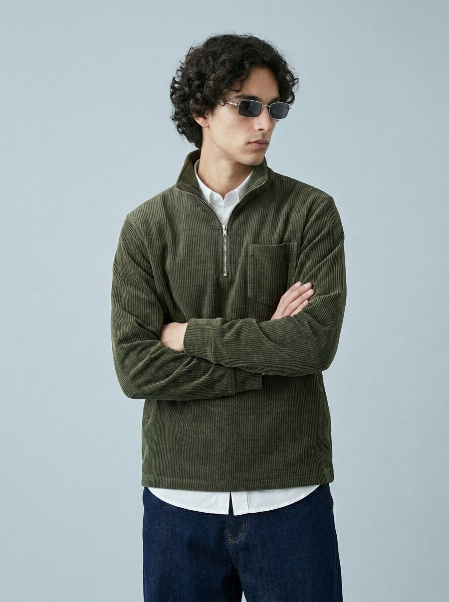 MrMaccaveli Corduroy Half-Zip Pullover