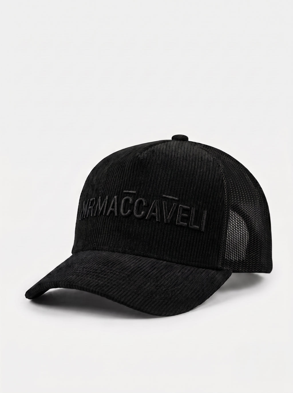 Corduroy Trucker Cap in Black | MRMACCAVELI
