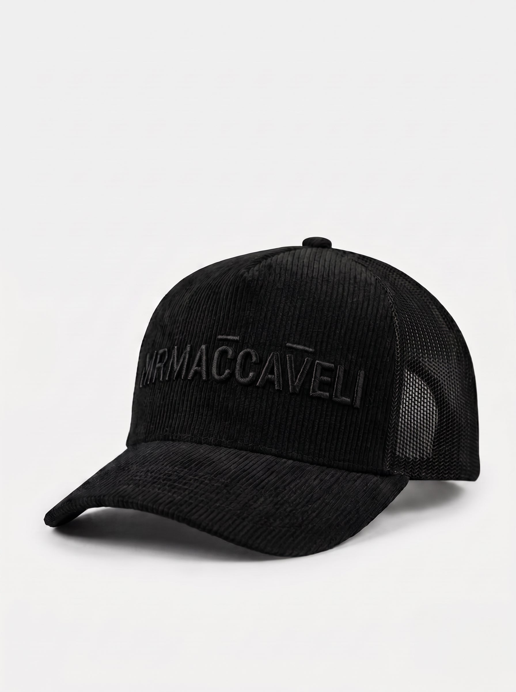 Corduroy Trucker Cap in Black | MRMACCAVELI