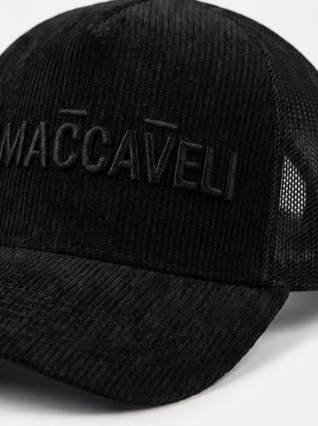 Corduroy Trucker Cap in Black | MRMACCAVELI