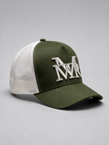 MrMaccaveli monogram trucker cap in olive